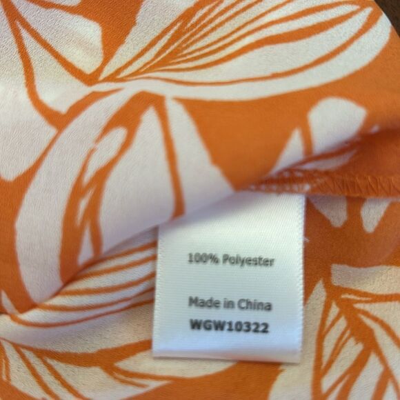41 Hawthorn orange white leaf pattern sleeveless blouse Size S New - Picture 9 of 10